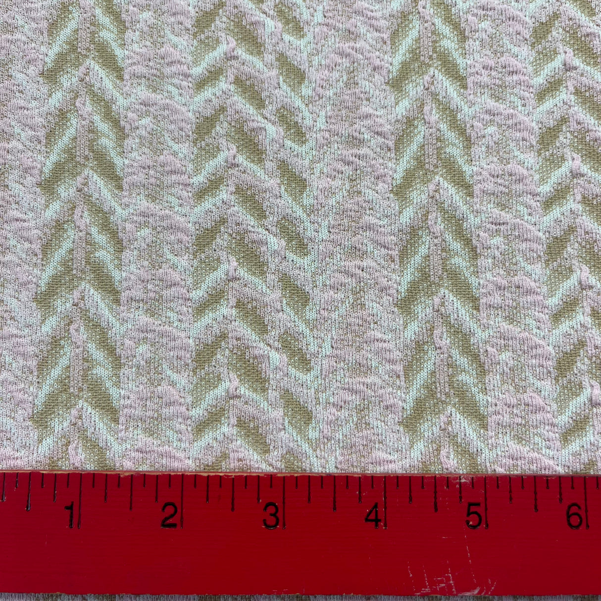 1970's Pink and Tan Herringbone Polyester Fabric - BTY