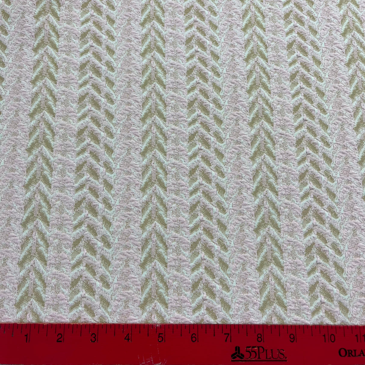 1970's Pink and Tan Herringbone Polyester Fabric - BTY