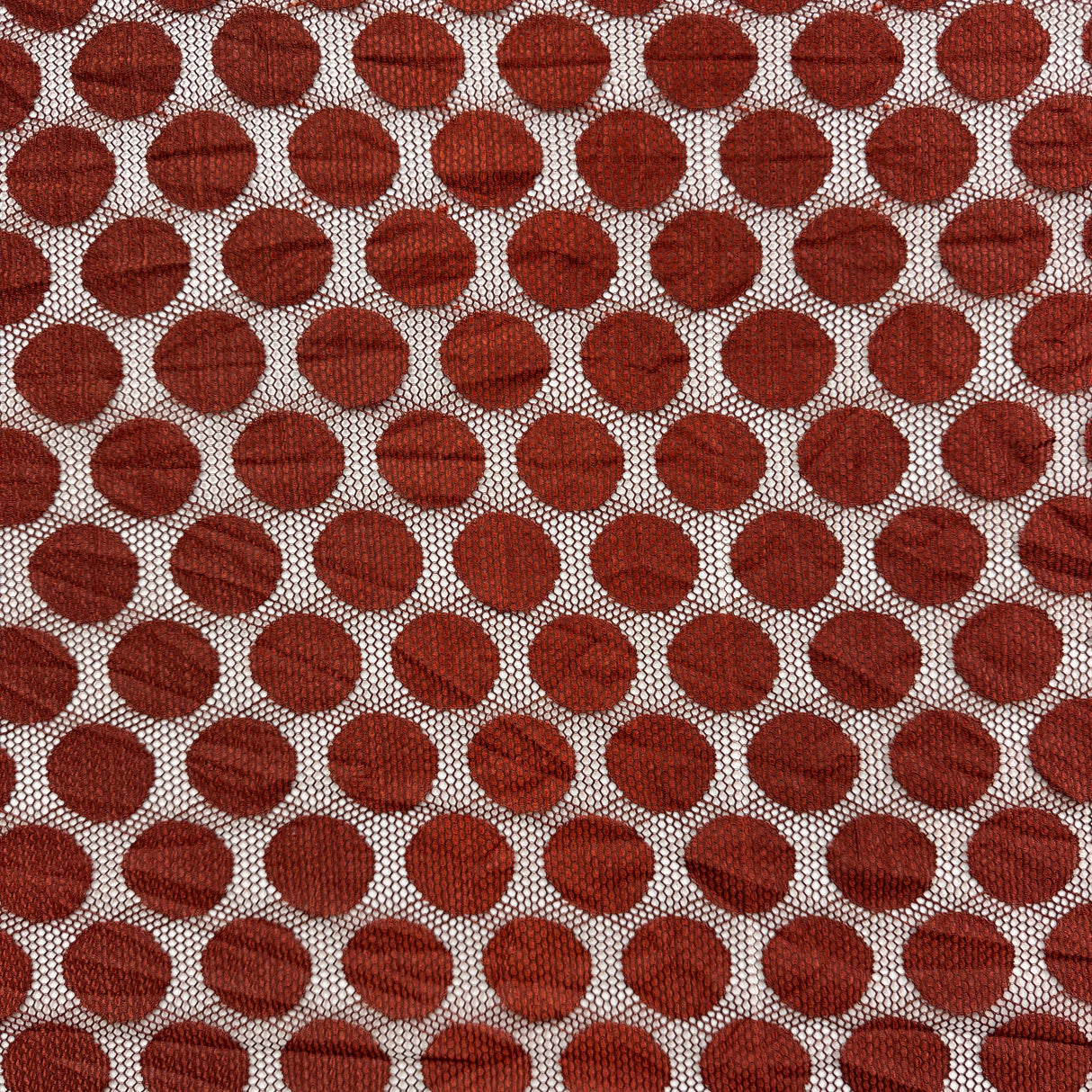 1970’s Mesh brown circles synthetic blend fabric (P100)