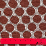 1970’s Mesh brown circles synthetic blend fabric (P100)