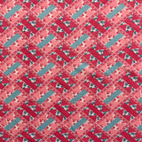 1970’s Quilt block print pink cotton blend fabric (P103)