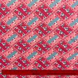 1970’s Quilt block print pink cotton blend fabric (P103)