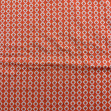 1970’s Salmon Orange and White Geometric Print Polyester Fabric (P106)