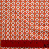 1970’s Salmon Orange and White Geometric Print Polyester Fabric (P106)