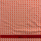 1970’s Salmon Orange and White Geometric Print Polyester Fabric (P106)