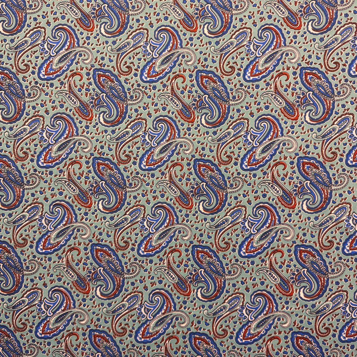 1970’s Paisley Print with Aqua Background Synthetic Blend Fabric (P107)