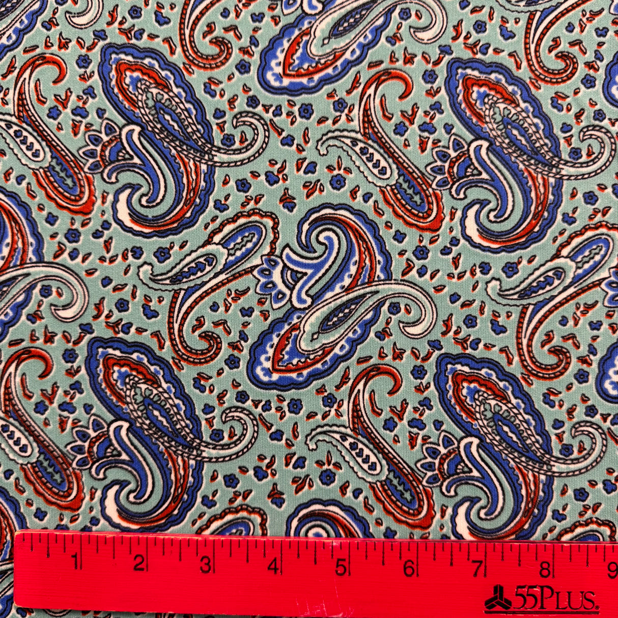 1970’s Paisley Print with Aqua Background Synthetic Blend Fabric (P107)