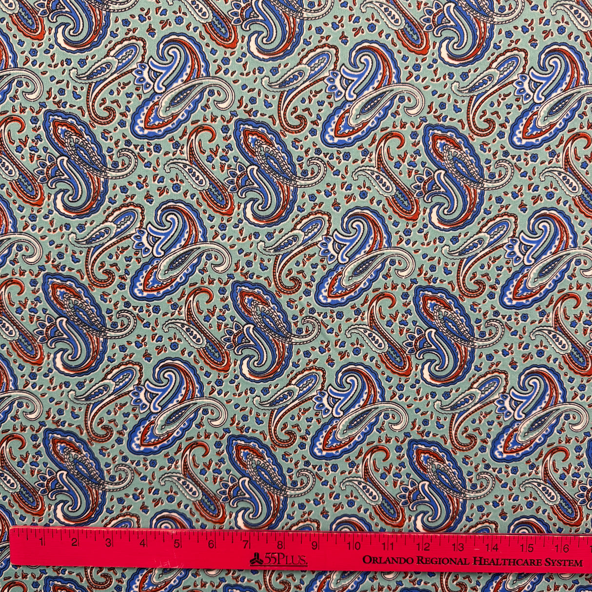 1970’s Paisley Print with Aqua Background Synthetic Blend Fabric (P107)