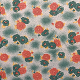 1970’s Teal and Orange Tropical Flowers Print Polyester Fabric (P109)