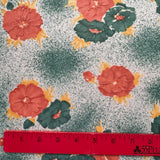 1970’s Teal and Orange Tropical Flowers Print Polyester Fabric (P109)