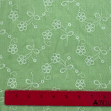 1970’s Lime Green with Painted White Flowers Cotton Blend Fabric (P112)