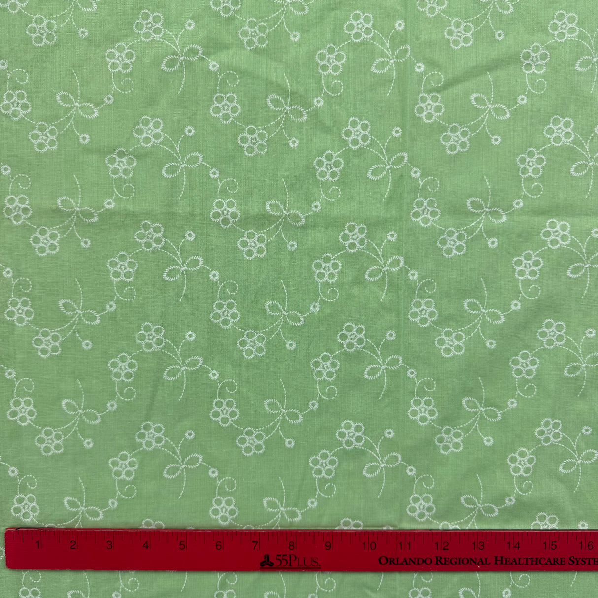 1970’s Lime Green with Painted White Flowers Cotton Blend Fabric (P112)