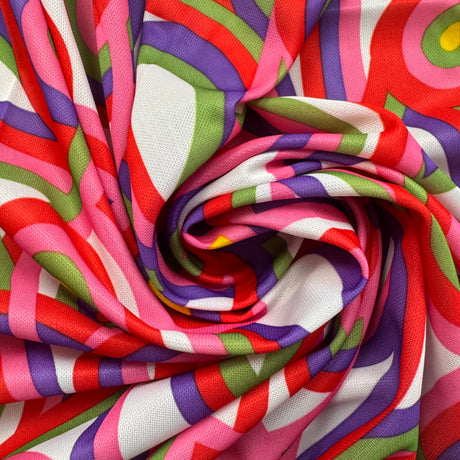 1970’s Abstract Psychedelic Multi Color Polyester Fabric (P113)