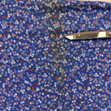 1970’s Blue with Tiny White and Orange Flowers Cotton Blend Fabric (P114)