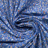 1970’s Blue with Tiny White and Orange Flowers Cotton Blend Fabric (P114)