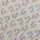 1980’s Yellow with Blue & Teal Flowers and Pink & Green Leaves Cotton Blend Fabric - (P120)