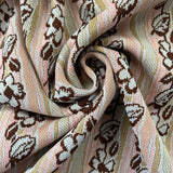 1970's Tan and Pink Striped Double Knit Polyester Fabric - 1yd