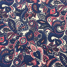 1970's Blue and Pink Paisley Acetate Fabric - BTY