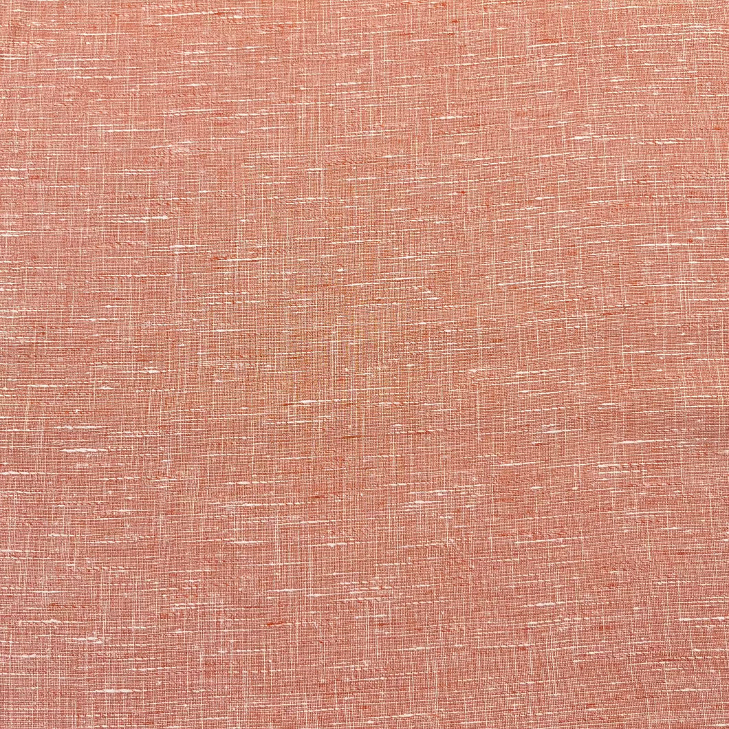 1970's Peach and White Woven Cotton Blend Fabric - BTY