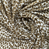 1980’s Brown and White Animal Print Synthetic Blend Flannel Fabric - (P125)