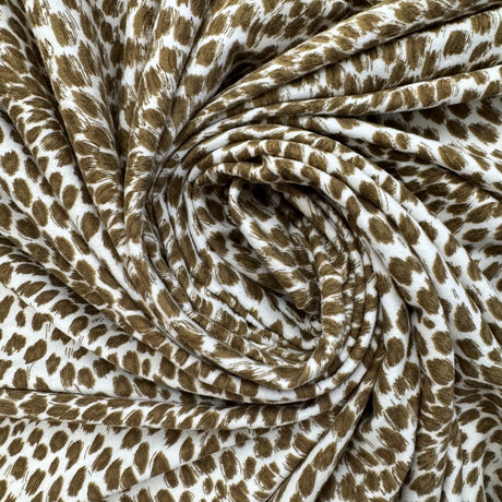 1980’s Brown and White Animal Print Synthetic Blend Flannel Fabric - (P125)