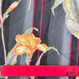 1980’s Black, Grey, and Red Stripe with Canna Lilies Cotton Blend Fabric - (P126)