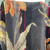 1980’s Black, Grey, and Red Stripe with Canna Lilies Cotton Blend Fabric - (P126)