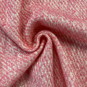 1970's Pink and White Woven Wool-like Fabric - BTY