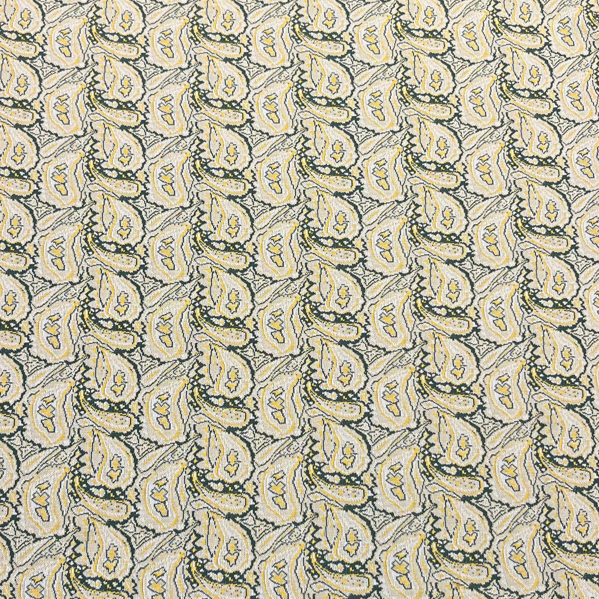 1970's Avocado and Yellow Paisley Double Knit Polyester Fabric