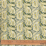 1970's Avocado and Yellow Paisley Double Knit Polyester Fabric