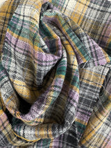 1970's Purple and Black Plaid Wool Fabric (P148)