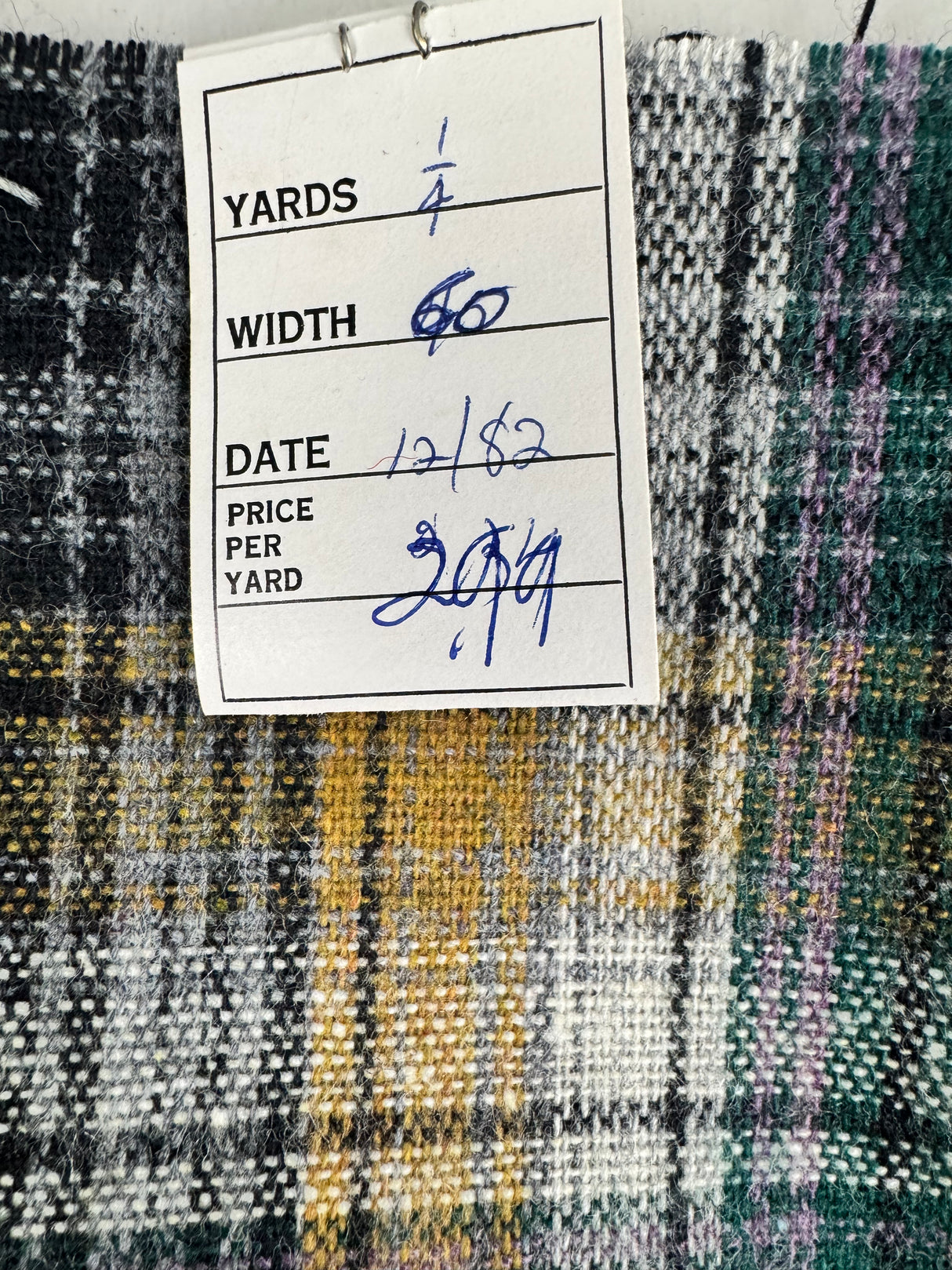 1970's Purple and Black Plaid Wool Fabric (P148)