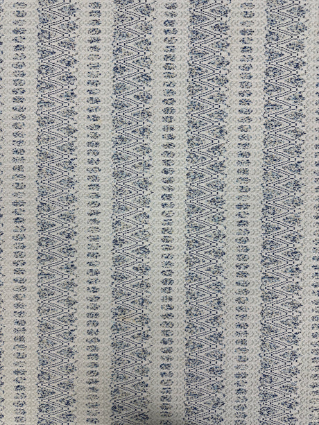 1970’s White with Light Blue Geometric Shapes Double Knit Fabric - Polyester - BTY (H21)