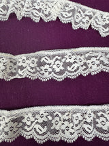 1970’s Off White Floral Ruffle Lace - Polyester - BTY