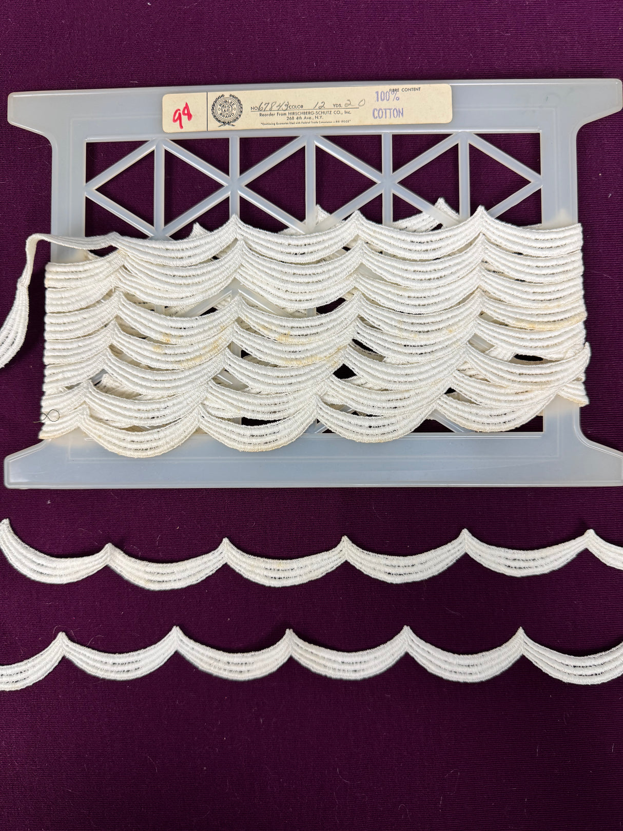 1970’s White Large Scallop Trim - Cotton
