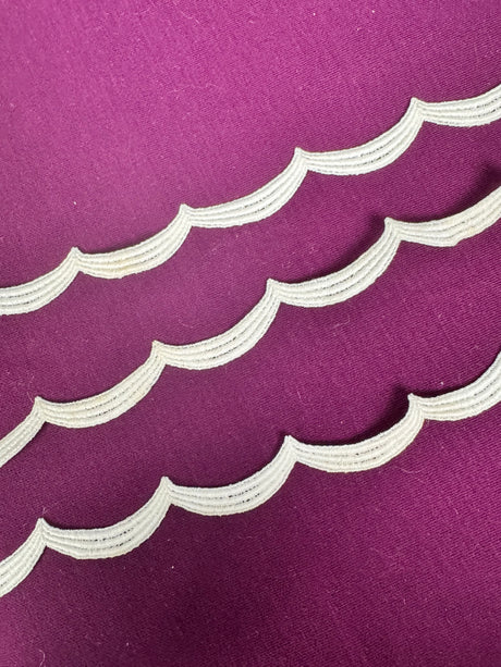 1970’s White Large Scallop Trim - Cotton