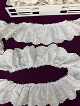 1970’s Off White Embroidered Gathered Scallop Edge Trim - BTY