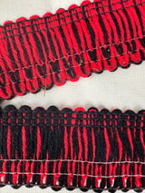 1970's Red and Black Wool Trim