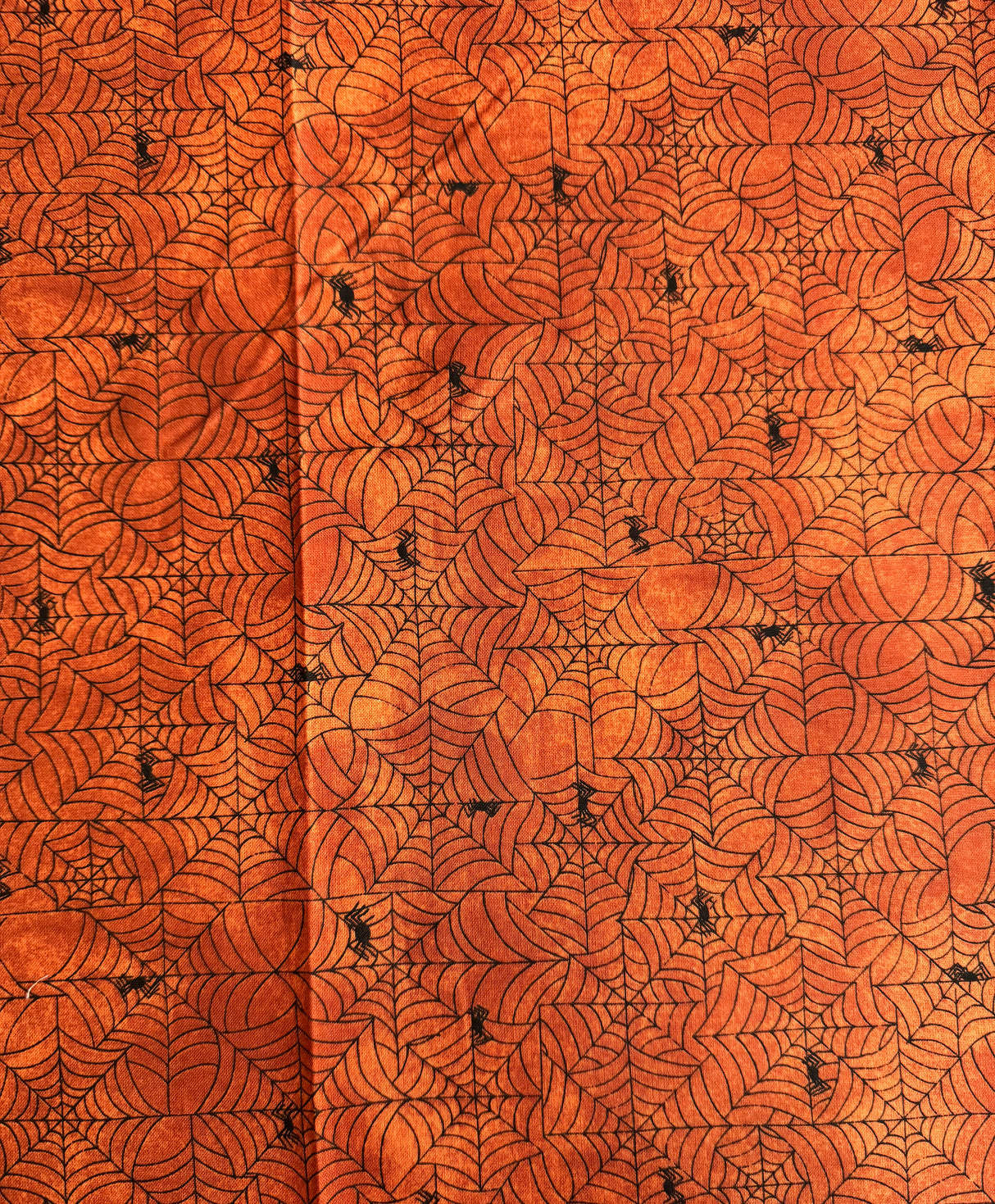 2000's Orange Spider Web Novelty Print Cotton Fabric - BTY