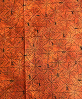 2000's Orange Spider Web Novelty Print Cotton Fabric - BTY