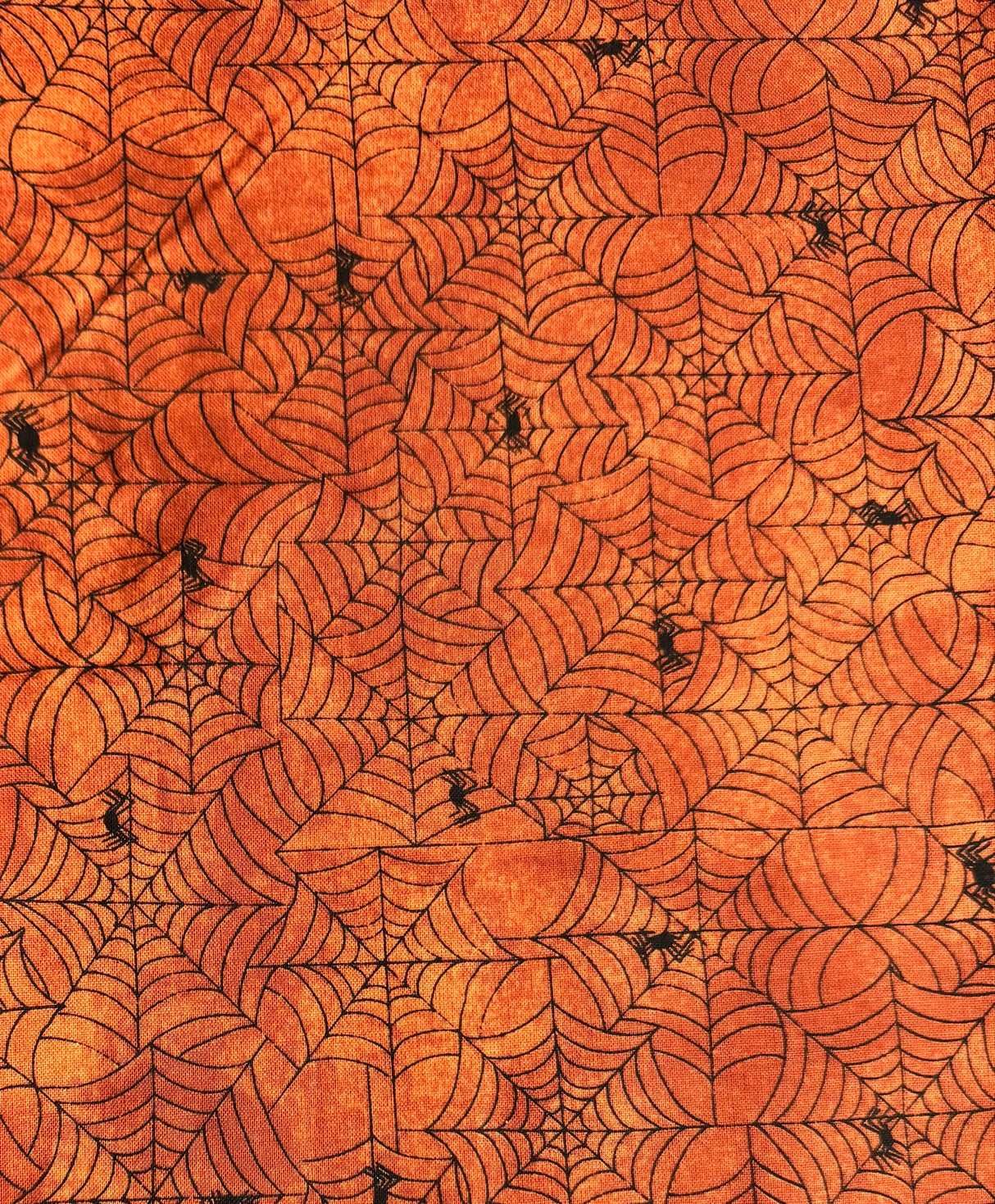 2000's Orange Spider Web Novelty Print Cotton Fabric - BTY