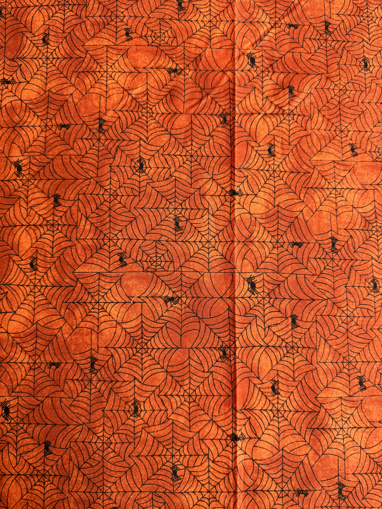 2000's Orange Spider Web Novelty Print Cotton Fabric - BTY