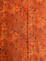 2000's Orange Spider Web Novelty Print Cotton Fabric - BTY