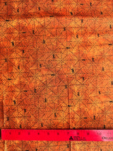 2000's Orange Spider Web Novelty Print Cotton Fabric - BTY