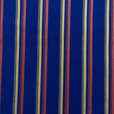 1970’s Navy Blue with Yellow and Orange Stripe Fabric - Cotton blend - BTY