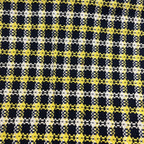 1970's Navy Blue, Yellow, and White Block Plaid Fabric - Cotton - (P145)