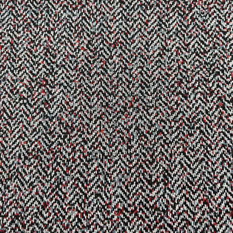 1970's White, Black, Red, and Steel Blue Chevron - Polyester Double Knit Fabric - BTY