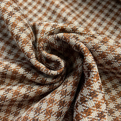 1970's Two-tone Brown Houndstooth - Polyester Double Knit Fabric - BTY