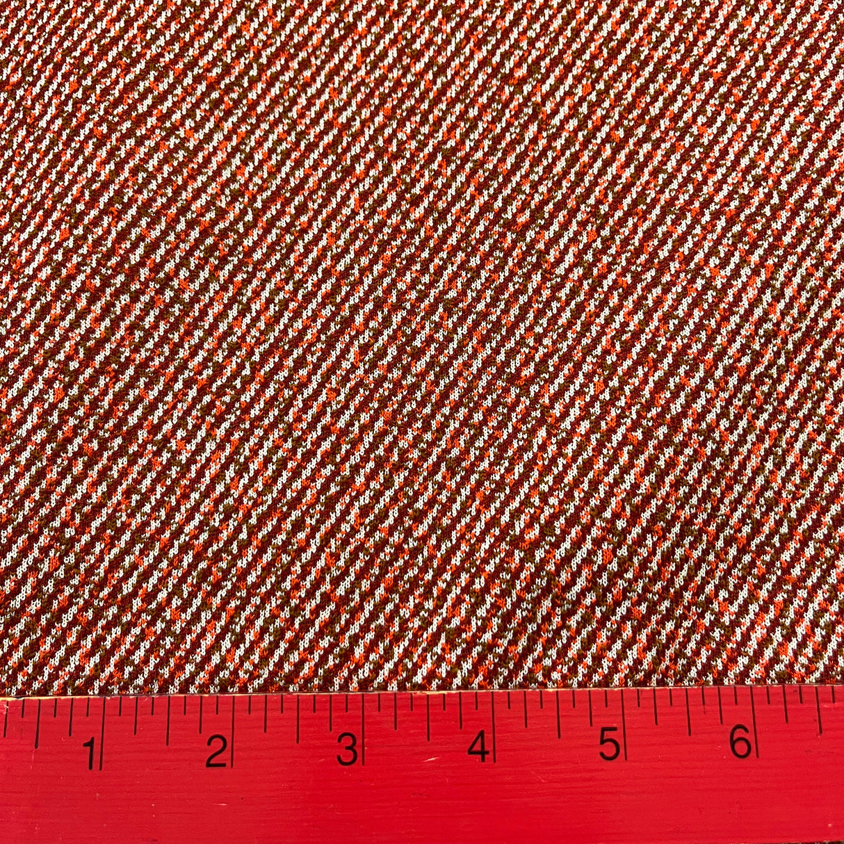 1970’s Stehli "Born Free" Red, Orange, and Brown Double Knit Polyester Fabric - BTY