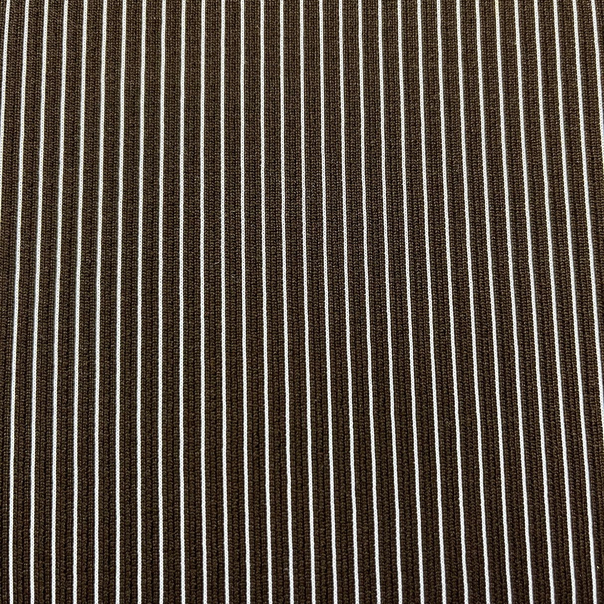 1970's Brown and White Striped Ribbed Fabric - Polyester - BTY